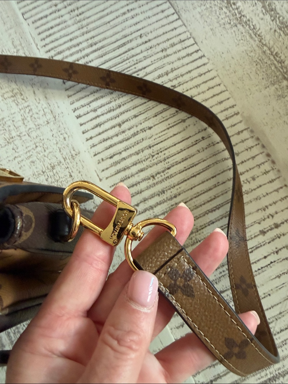Two-Tone Monogram Satchel in Brown and Dark Brown - Picture 6 of 11